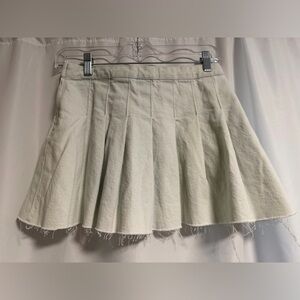 PacSun White Denim Pleated Skirt